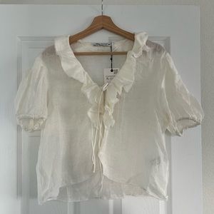 NEVER WORN Zara front tie top